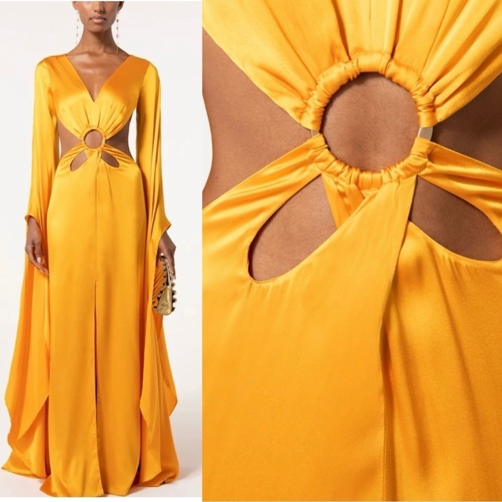 Cult Gaia Jasmin Cut Out Maxi Dress Silk Gown Size XS - Picture 3 of 10